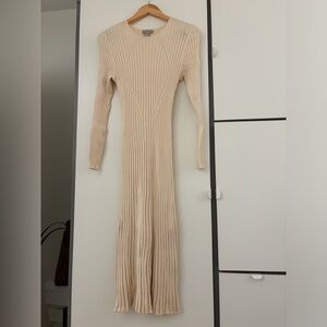 H&M Cream Long Sleeve Knit Dress